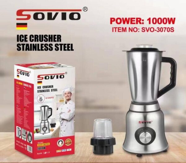 Moulinette Blender SOVIO 1000W - Broyeur à Glace Inox Qualité Allemande